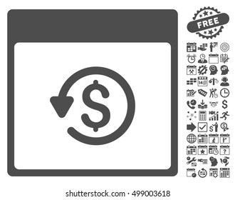 Chargeback Calendar Page icon with bonus calendar and time management pictograph collection. Vector illustration style is flat iconic symbols, gray, white background.