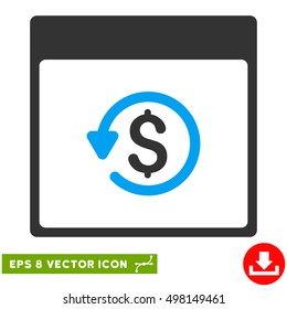 Chargeback Calendar Page icon. Vector EPS illustration style is flat iconic bicolor symbol, blue and gray colors.