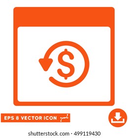 Chargeback Calendar Page icon. Vector EPS illustration style is flat iconic symbol, orange color.