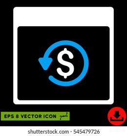 Chargeback Calendar Page icon. Vector EPS illustration style is flat iconic bicolor symbol, blue and white colors.