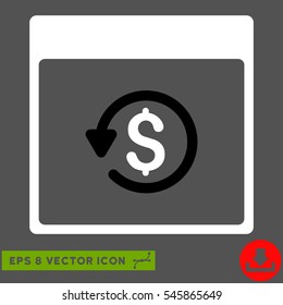 Chargeback Calendar Page icon. Vector EPS illustration style is flat iconic bicolor symbol, black and white colors.