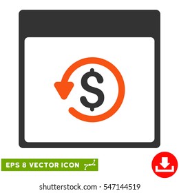 Chargeback Calendar Page icon. Vector EPS illustration style is flat iconic bicolor symbol, orange and gray colors.