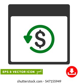 Chargeback Calendar Page icon. Vector EPS illustration style is flat iconic bicolor symbol, green and gray colors.