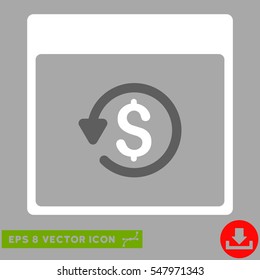 Chargeback Calendar Page icon. Vector EPS illustration style is flat iconic bicolor symbol, dark gray and white colors.