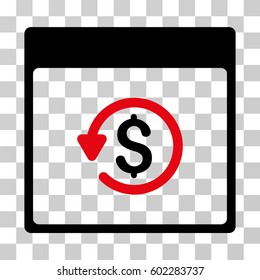 Chargeback Calendar Page icon. Vector illustration style is flat iconic bicolor symbol, intensive red and black colors, transparent background. Designed for web and software interfaces.