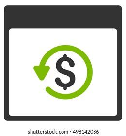Chargeback Calendar Page vector pictogram. Style is flat graphic bicolor symbol, eco green and gray colors, white background.