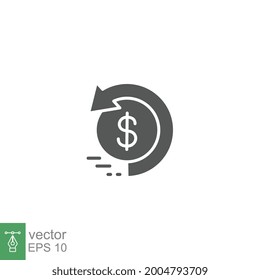 Chargeback, cashback icon, return money. Money recovery, refund tax payment. Return on investment. cash back rebate trendy style Stroke Solid style Vector illustration Design on white background EPS10