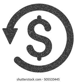 Chargeback grainy textured icon for overlay watermark stamps. Flat symbol with scratched texture. Dotted vector gray ink rubber seal stamp with grunge design on a white background.