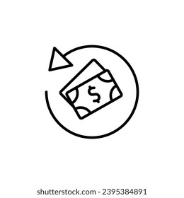 Chargeback icon. Simple outline style. Reimburse, rebate, money refund, purchase, cancel payment, transaction, business concept. Thin line symbol. Vector illustration isolated