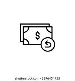 Chargeback icon. Simple outline style. Reimburse, rebate, money refund, purchase, cancel payment, transaction, business concept. Thin line symbol. Vector illustration isolated