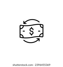 Chargeback icon. Simple outline style. Reimburse, rebate, money refund, purchase, cancel payment, transaction, business concept. Thin line symbol. Vector illustration isolated