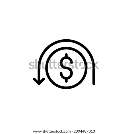 Chargeback icon. Simple outline style. Reimburse, rebate, money refund, purchase, cancel payment, transaction, business concept. Thin line symbol. Vector illustration isolated