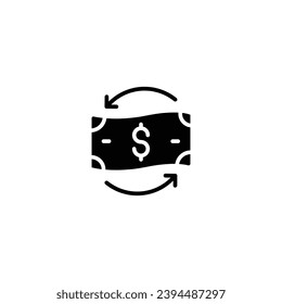 Chargeback icon. Simple solid style. Reimburse, rebate, money refund, purchase, cancel payment, transaction, business concept. Black silhouette, glyph symbol. Vector illustration isolated.