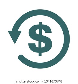 Chargeback Icon Symbol, Return Money Isolated On White Background .