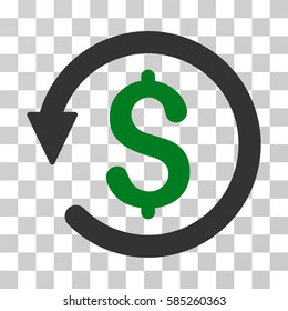 Chargeback icon. Vector illustration style is flat iconic bicolor symbol, green and gray colors, transparent background. Designed for web and software interfaces.