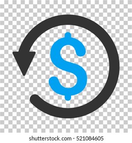 Chargeback icon. Vector pictograph style is a flat bicolor symbol, blue and gray colors, chess transparent background. Designed for software and web interface toolbars and menus.