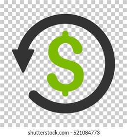 Chargeback icon. Vector pictograph style is a flat bicolor symbol, eco green and gray colors, chess transparent background. Designed for software and web interface toolbars and menus.