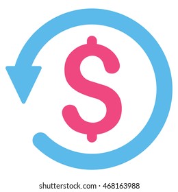 Chargeback icon. Vector style is bicolor flat iconic symbol with rounded angles, pink and blue colors, white background.