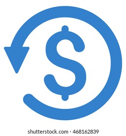 Chargeback icon. Vector style is flat iconic symbol with rounded angles, cobalt color, white background.