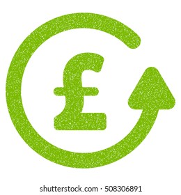 Chargeback Pound grainy textured icon for overlay watermark stamps. Flat symbol with dirty texture. Dotted vector eco green ink rubber seal stamp with grunge design on a white background.