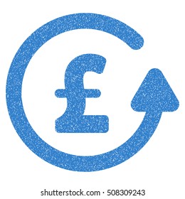 Chargeback Pound grainy textured icon for overlay watermark stamps. Flat symbol with dust texture. Dotted vector cobalt ink rubber seal stamp with grunge design on a white background.