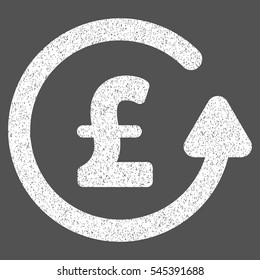Chargeback Pound grainy textured icon for overlay watermark stamps. Flat symbol with dirty texture. Dotted vector white ink rubber seal stamp with grunge design on a gray background.