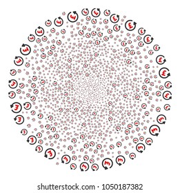 Chargeback Pound spiral burst. Element cycle organized from scatter chargeback pound symbols. Vector illustration style is flat iconic symbols.