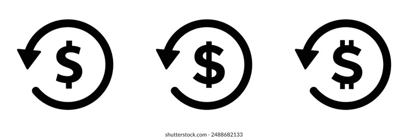 Chargeback vector flat icons. Return money vector signs