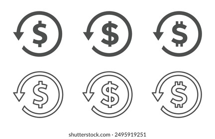 Chargeback vector flat icons. Return money vector signs set