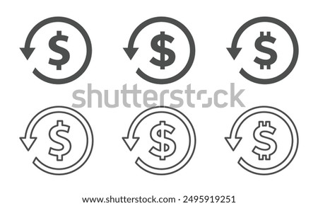 Chargeback vector flat icons. Return money vector signs set