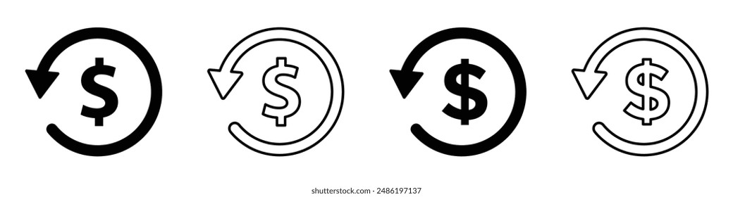 Iconos vectoriales de contracargo. Vector de devolución de dinero