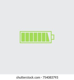 Charged battery icon. Green isolated vector symbol on a white.