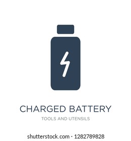 charged battery icon vector on white background, charged battery trendy filled icons from Tools and utensils collection, charged battery vector illustration