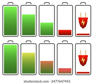 Charged and discharged abstraction. Battery charge. Battery charge indicator icons.