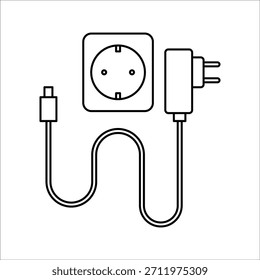 Icono del adaptador del cargador. Signo de unidad flash. Carga USB. Cargador del teléfono móvil. Cargador de teléfono móvil Clip art.