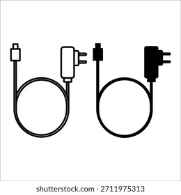 Icono del adaptador del cargador. Signo de unidad flash. Carga USB. Cargador del teléfono móvil. Cargador de teléfono móvil Clip art.
