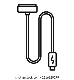 Vector de contorno del icono del cable del cargador. Batería de teléfono. Móvil móvil