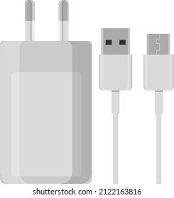 Charger cable, illustration, vector on a white background.