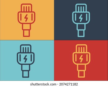 Charger Cable Logo Template, Simple Flat Icon of technology,cable,charger