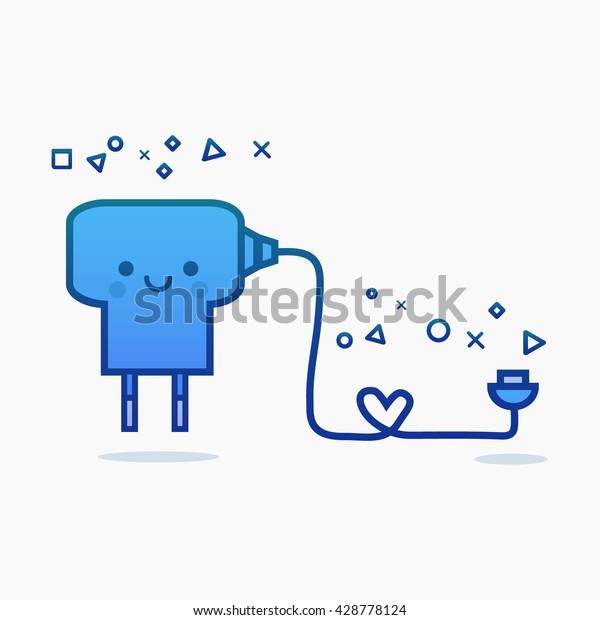 Charger Character Emoji Cartoon Cute Design Stock Vector Royalty