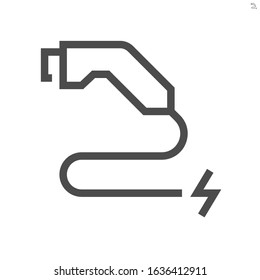 Charger Connector (J Plug) And Cable For Electric Vehicle Vector Icon. Tool For Charging Station Point To Recharge Or Supply Power Energy To Car Battery. Eco Technology For Hybrid Or EV Cars. 48x48 Px