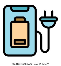Charger device icon. Outline charger device vector icon color flat isolated
