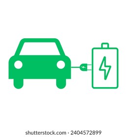 Charger and electric car in green color