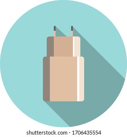 Charger flat icon on blue background, vector symbol