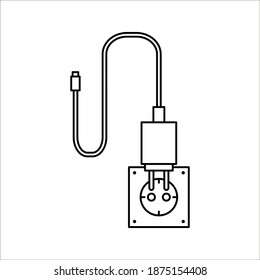 charger Flat icon on white background. color editable