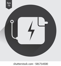 Charger Flat Icon. Simple Sign Of Battery Charging, Laptop Charger Symbol. Vector Illustration