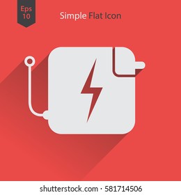 Charger Flat Icon. Simple Sign Of Battery Charging, Laptop Charger Symbol. Vector Illustration