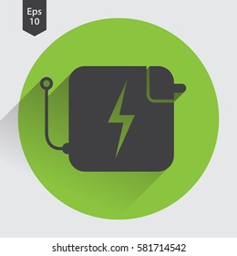 Charger Flat Icon. Simple Sign Of Battery Charging, Laptop Charger Symbol. Vector Illustration