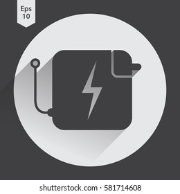 Charger Flat Icon. Simple Sign Of Battery Charging, Laptop Charger Symbol. Vector Illustration