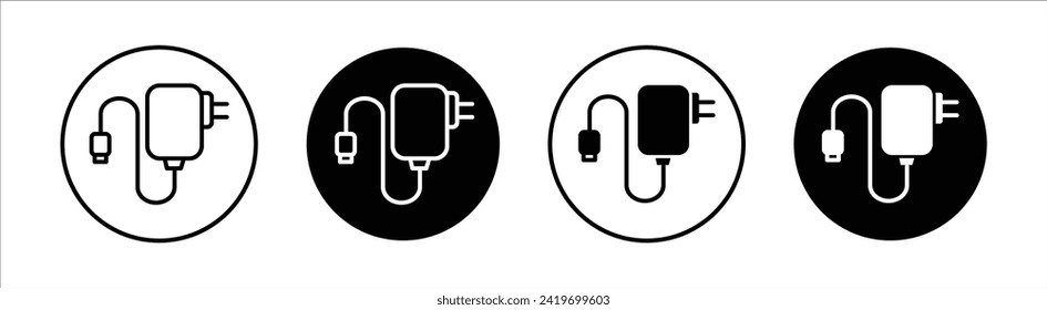 Charger flat line icon set. Charger Thin line illustration vector